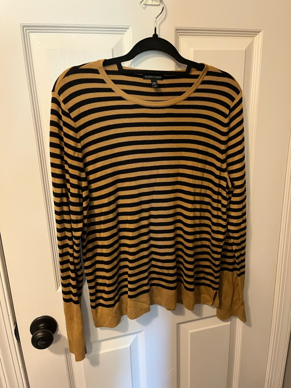 Eileen Fisher striped round-neck pullover sweater